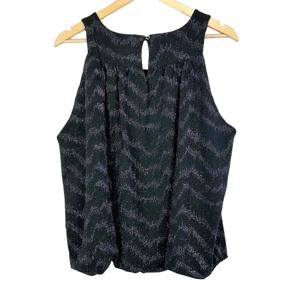 Anthropologie Carly Sleeveless Shimmer Top in Black and Silver, Medium - Picture 6 of 11